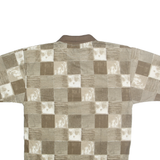 BLUE JEANS Mens Brown & Cream Check Short Sleeve Polo Shirt L Casual Shirt