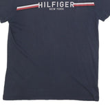 TOMMY HILFIGER Mens Blue Graphic T-Shirt L Short Sleeve Crew Neck Logo Print