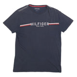 TOMMY HILFIGER Mens Blue Graphic T-Shirt L Short Sleeve Crew Neck Logo Print