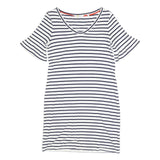 BODEN Womens White & Navy Stripe Day Jersey Short Sleeve Knee Length UK 8