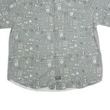 COLEMAN Mens Grey Cotton Short Sleeve Shirt L Printed Casual Button Down
