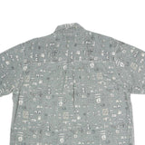 COLEMAN Mens Grey Cotton Short Sleeve Shirt L Printed Casual Button Down