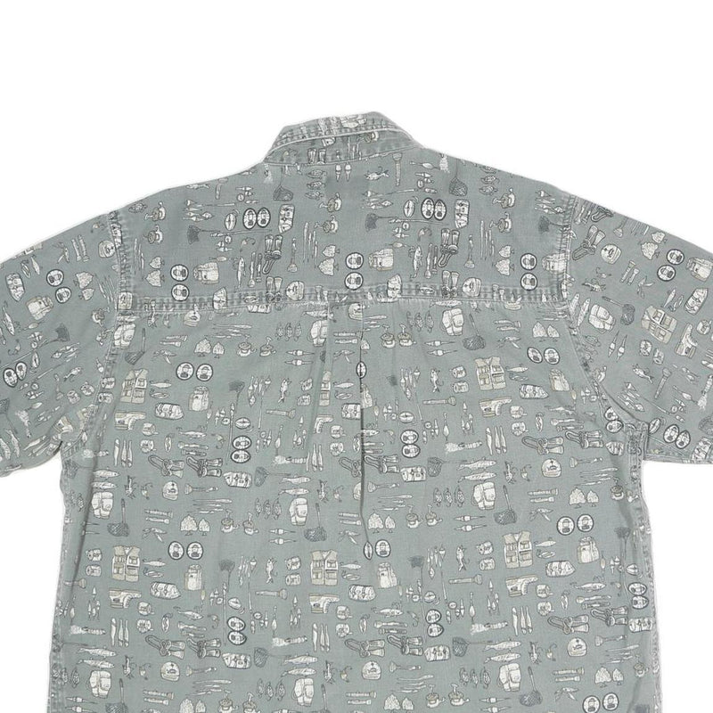 COLEMAN Mens Grey Cotton Short Sleeve Shirt L Printed Casual Button Down