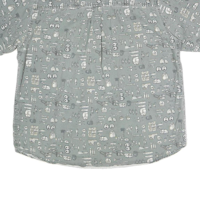 COLEMAN Mens Grey Cotton Short Sleeve Shirt L Printed Casual Button Down