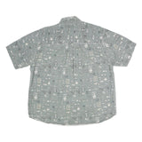 COLEMAN Mens Grey Cotton Short Sleeve Shirt L Printed Casual Button Down