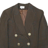 LUTI Womens Brown Wool Blend Button Jacket M Plain Classic Tailored