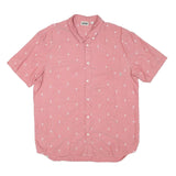 VANS Mens Pink Shirt XL Cotton Blend Casual Button Down Palm Trees Print