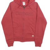 CARHARTT Womens Red Zip Hooded Hoodie XS Embroidered Logo Casual Sweatshirt