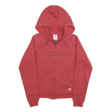 CARHARTT Womens Red Zip Hooded Hoodie XS Embroidered Logo Casual Sweatshirt