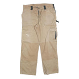 CARHARTT Mens Relaxed Beige Workwear Cotton Blend Trousers W32 L30 Utility Zip