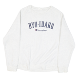 CHAMPION Mens White BYU-Idaho Crew Neck M Cotton Sweatshirt Casual Pullover