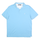 NAUTICA Mens Blue Short Sleeve Plain L Cotton Polo Shirt Casual Classic