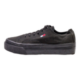 TOMMY HILFIGER Low Top Trainers Black Canvas Womens UK 5