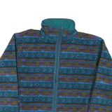 LL BEAN Womens Blue Patterned Zip Jacket M Nylon Lightweight Fleece Outdoor