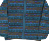 LL BEAN Womens Blue Patterned Zip Jacket M Nylon Lightweight Fleece Outdoor
