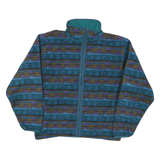 LL BEAN Womens Blue Patterned Zip Jacket M Nylon Lightweight Fleece Outdoor