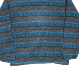 LL BEAN Womens Blue Patterned Zip Jacket M Nylon Lightweight Fleece Outdoor