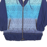 LETS JET Womens Blue Patterned Zip Jacket XL Polyester Blend Casual Wear