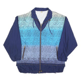 LETS JET Womens Blue Patterned Zip Jacket XL Polyester Blend Casual Wear
