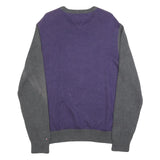 TOMMY HILFIGER Mens Grey & Purple Deer Pattern Cotton Jumper Crew Neck Basic