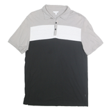 CALVIN KLEIN Mens Grey & White & Black Colourblock Short Sleeve Polo Shirt M