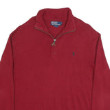 POLO RALPH LAUREN Mens Red Plain Jumper Crew Neck Basic Knit M Cotton Casual
