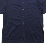 BAROLLO Womens Navy Blue Shirt S Short Sleeve Button Front Casual