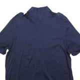 BAROLLO Womens Navy Blue Shirt S Short Sleeve Button Front Casual