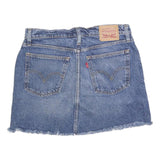 LEVI'S Womens Blue Denim Mini Cotton Blend Skirt M Stylish Frayed Hem