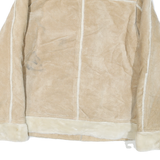 WILSON Womens Beige Leather Button Jacket L Soft Shearling Style Outerwear