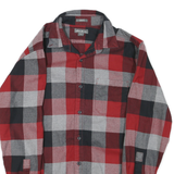 EDDIE BAUER Mens Red Black Grey Check Shirt S Classic Fit Cotton Casual