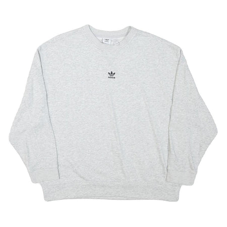 ADIDAS Womens Grey Crew Neck M Cotton Blend Logo Sweatshirt Pullover