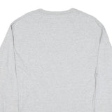 CHAMPION Mens Grey Long Sleeve Crew Neck Cotton Blend T-Shirt L Logo Graphic