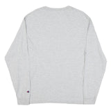 CHAMPION Mens Grey Long Sleeve Crew Neck Cotton Blend T-Shirt L Logo Graphic