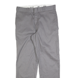DICKIES Mens Cotton Blend Grey Regular Straight Trousers W36 L34 Comfortable