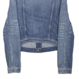 GUESS Womens Blue Denim Jacket S Cotton Blend Button Closure Classic Fit Casual