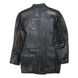 Womens Black Leather Button Jacket XS Plain Stylish Classic Fit Soft