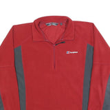 BERGHAUS Mens Red & Grey Polyester Pullover Plain 1/4 Zip Jumper S Outdoor