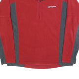 BERGHAUS Mens Red & Grey Polyester Pullover Plain 1/4 Zip Jumper S Outdoor