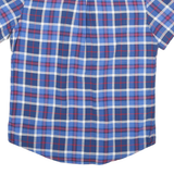 TOMMY HILFIGER Mens Blue Check Shirt M Button Down Collar Short Sleeve Casual
