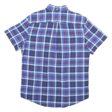 TOMMY HILFIGER Mens Blue Check Shirt M Button Down Collar Short Sleeve Casual