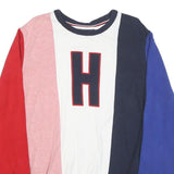 TOMMY HILFIGER Mens Red Pink White Navy Blue Colourblock Jumper Crew Neck Basic