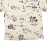 Mens Beige Hawaiian Isles Print Cotton Blend Short Sleeve Shirt L Summer Casual