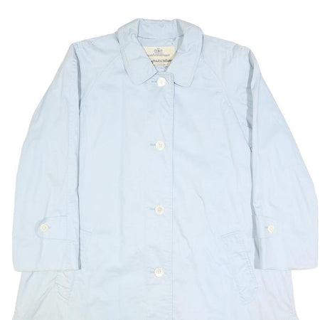 AQUASCUTUM Womens Light Blue Rayon Button Jacket M Plain Classic Coat