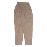 Womens Regular Fit Beige Checked Cotton Blend Trousers W22 L25 Zip Closure