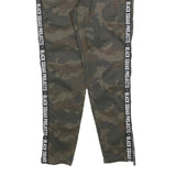 BLACK SQUAD Mens Cotton Blend Green Camouflage Slim Tapered Trousers W34 L30