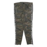 BLACK SQUAD Mens Cotton Blend Green Camouflage Slim Tapered Trousers W34 L30