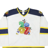 DISNEY Mens White Blue Yellow Disney 2007 Graphic T-Shirt 2XL Long Sleeve V-Neck