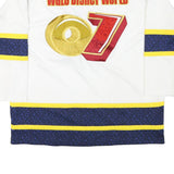 DISNEY Mens White Blue Yellow Disney 2007 Graphic T-Shirt 2XL Long Sleeve V-Neck