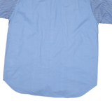 MENS COWBOY Mens Blue Striped Shirt XL Cotton Blend Short Sleeve Button Relaxed